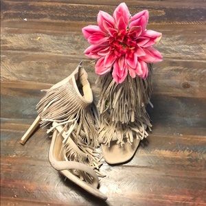 Cream Steve Madden Fringe heels